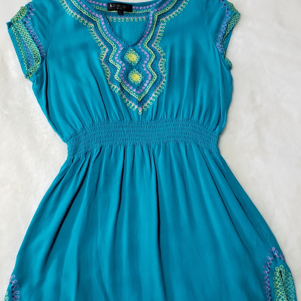 Lovelygirl. Teal. Large. Embroidered top.